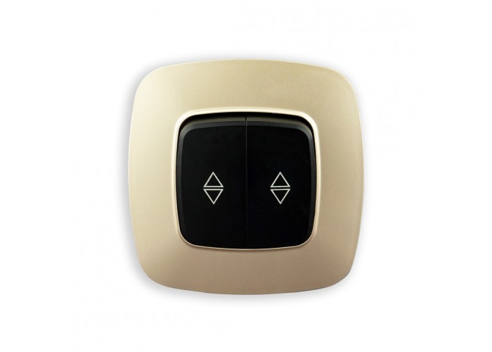 Вимикач прохідний 2-клавішний чорний-золото ELA