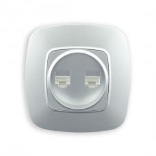 Розетка подвійна комп'ютерна срібло ELA