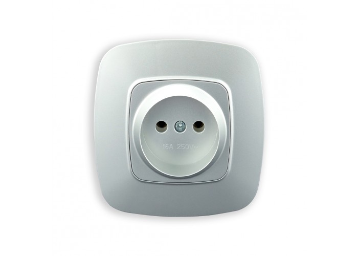Розетка одинарна без заземлення срібло ELA