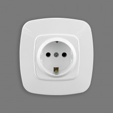 Розетка одинарна з заземленням біла ELA