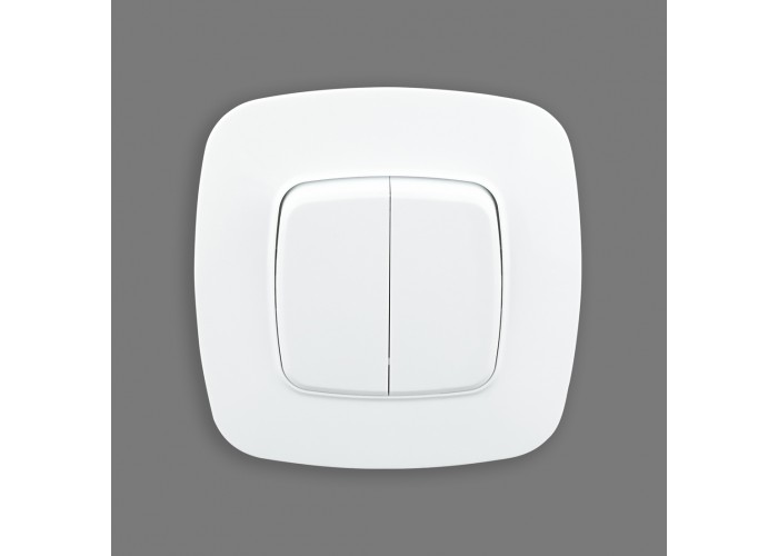 Выключатель 2-клавишный белый ELA