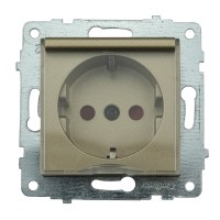 Механизм розетки с заземлением с крышкой и шторками GRANO мока