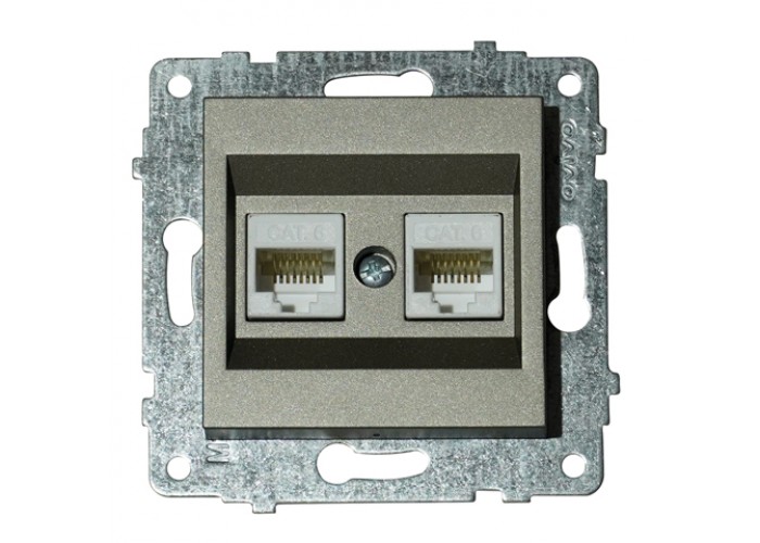 Механизм розетки компьютерной двойной (CAT6) GRANO антрацит