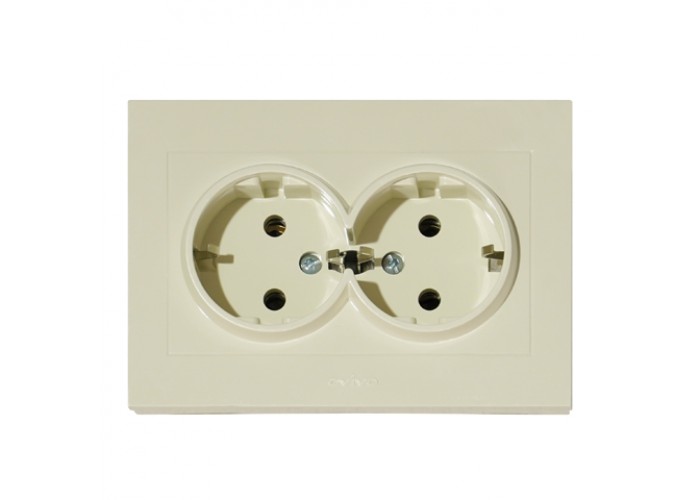 Розетка двойная с заземлением кремовая GRANO