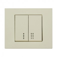 Вимикач 2-клавішний вимикач з підсвіткою кремовий GRANO