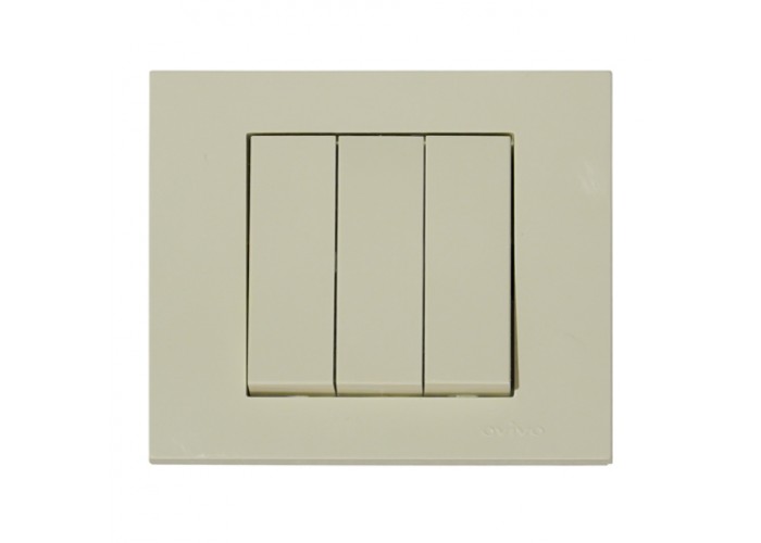 Выключатель 3-клавишный кремовый GRANO