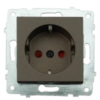 Механізм розетки з заземленням та шторками GRANO мока