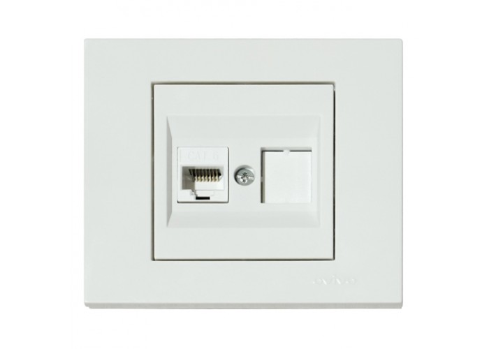 Розетка комп'ютерна (CAT6) біла GRANO