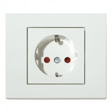 Розетка одинарна з заземленням та шторками біла GRANO