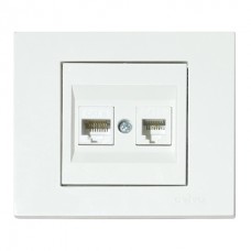 Розетка комп'ютерна двійна (CAT6) біла GRANO