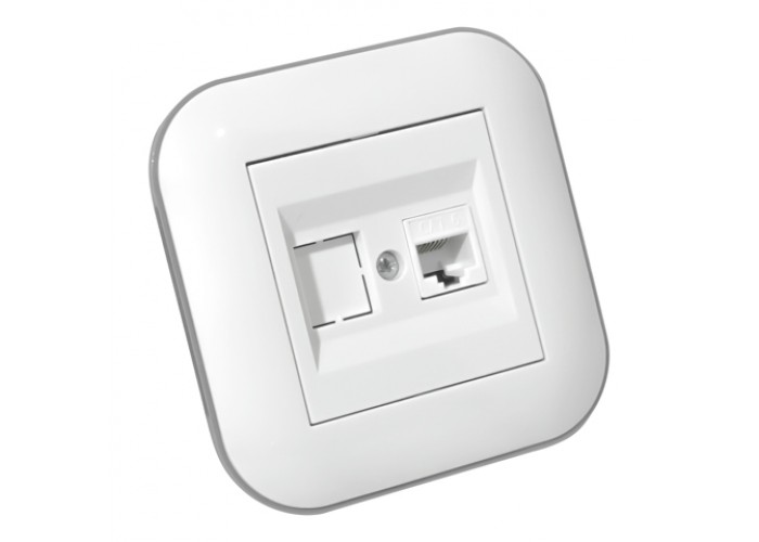 Розетка компьютерная (CAT6) LOFT белый+серый
