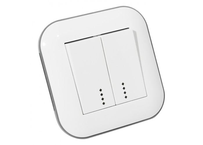 Вимикач 2-клавішний вимикач з підсвіткою LOFT білий+сірий