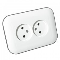 Розетка двойная без заземления LOFT белый+серый
