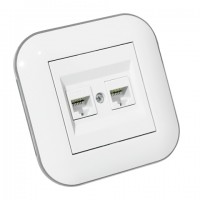 Розетка компьютерная двойная (CAT6) LOFT белый+серый