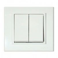 Выключатель 2-клавишный белый MINA