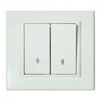Выключатель проходной 2-клавишный белый MINA
