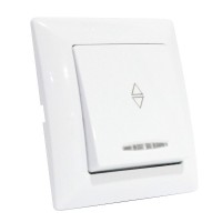 Вимикач прохідний 1-клавішний з підсвіткою білий TINA