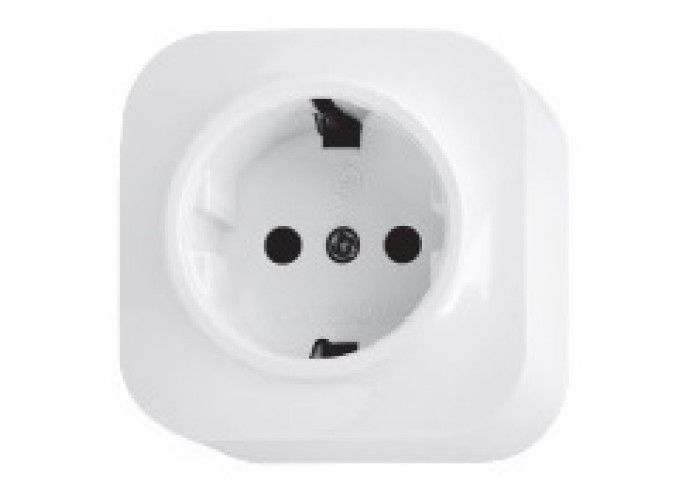 Розетка одинарна з заземленням  біла EVA