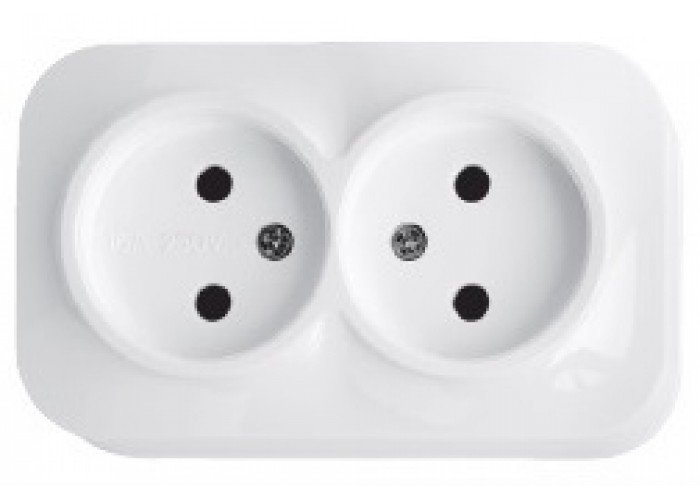 Розетка подвійна без заземлення  біла EVA
