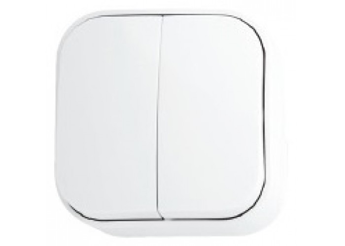 Вимикач 2-клавішний білий  EVA