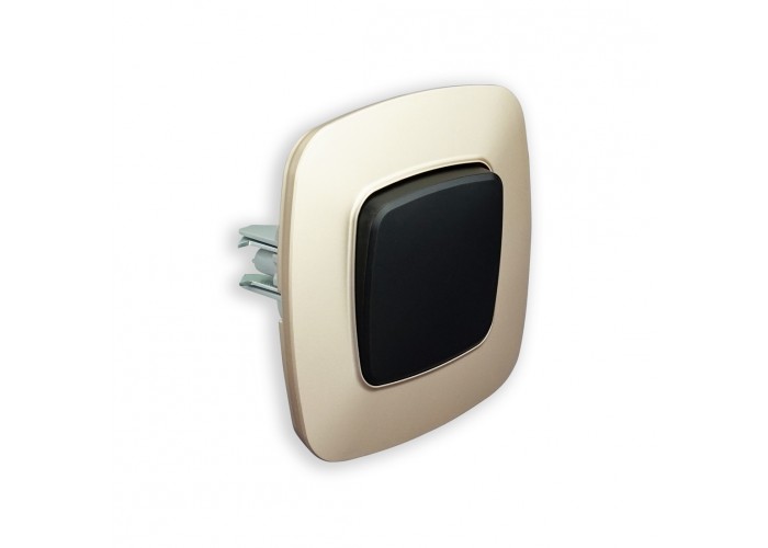 Выключатель 1-клавишный черный-золото ELA