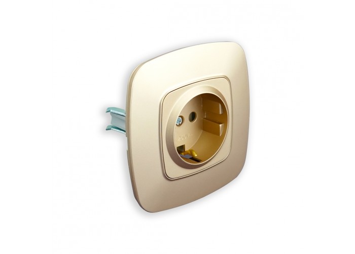 Розетка одинарна з заземленням золото ELA