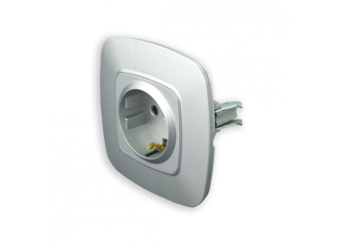Розетка одинарная с заземлением серебро ELA