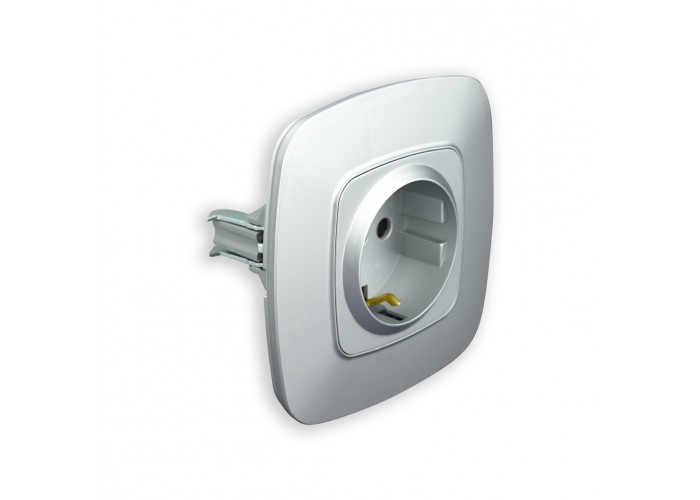 Розетка одинарная с заземлением серебро ELA