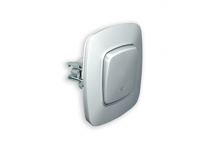 Выключатель 1-клавишный с подсветкой серебро ELA