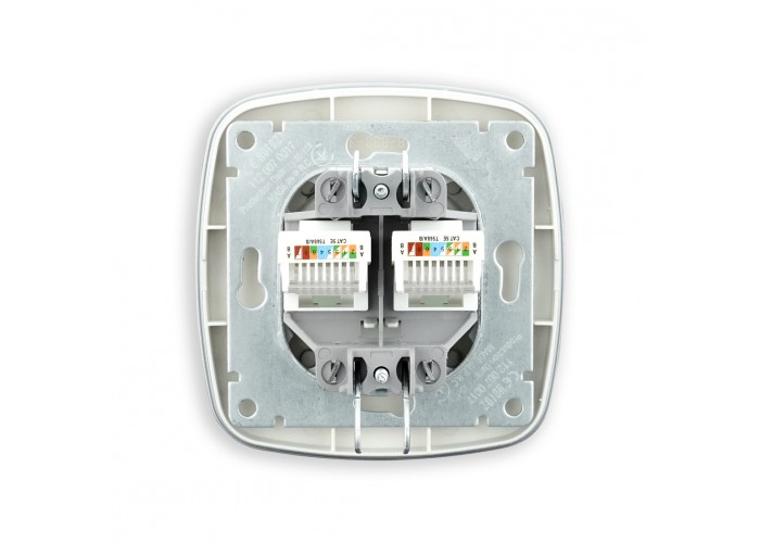 Розетка двойная компьютерная серебро ELA