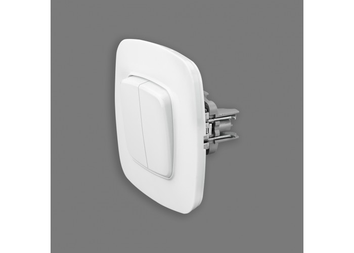 Выключатель 2-клавишный белый ELA