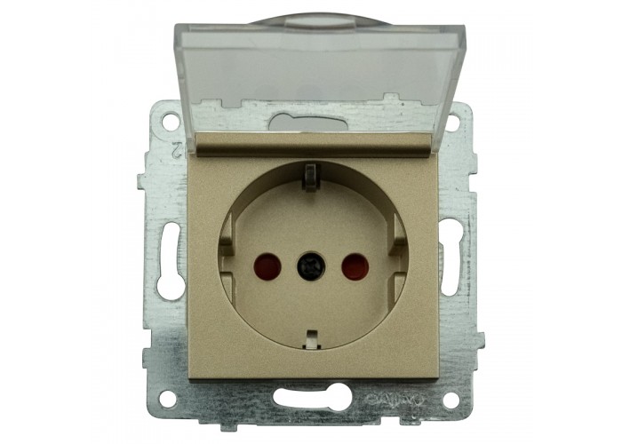 Механизм розетки с заземлением с крышкой и шторками GRANO мока