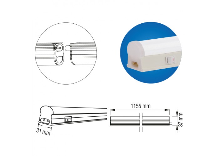 Світлодіодний світильник лінійний OMEGA-16 16W 6400K