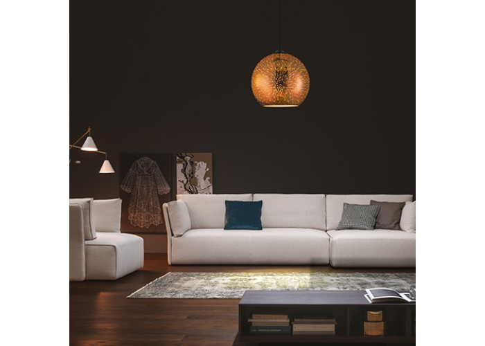 Світильник підвісний QUANTUM Е27 3D-ефект хром мідь